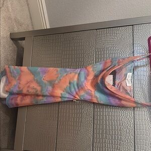 American Threads Tie-Dye Mini Dress - Orange, Blue, Purple